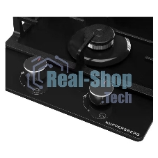 Газовая варочная панель Kuppersberg FG 36 B газ, High-Tech, 30 см, автоматический электроподжиг, газ-контроль, форсунки под сжиженый газ, SABAF конфорки, чугунные решетки, цвет черный, цвет фурнитуры черный