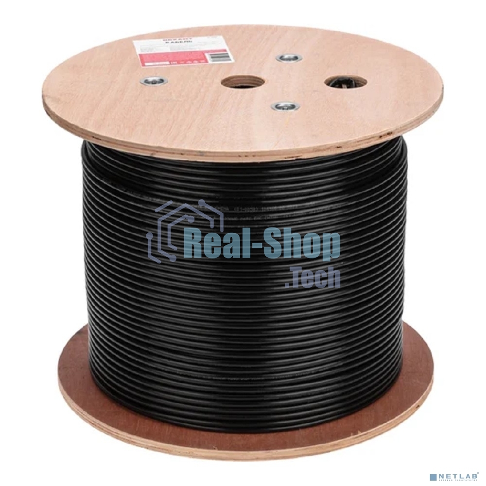 Кабель витая пара Rexant U/UTP, CAT 6, PE, 4PR, 23AWG, OUTDOOR, SOLID, черный, 305м