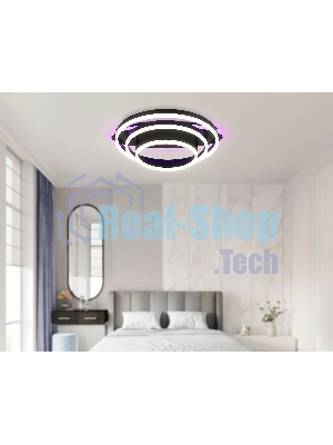 Потолочный светодиодный светильник FA8524 BK черный 146W 3000K-6400K+RGB 560*500*150 (ПДУ РАДИО 2.4G)