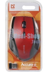 Мышь беспроводная Defender Accura MM-365 красный, 1600 dpi, радиоканал, USB, кнопки - 6