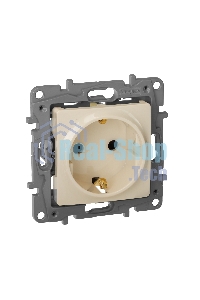 Розетка 2К+З, на винтах, защ. шт., сл. кость ETIKA 