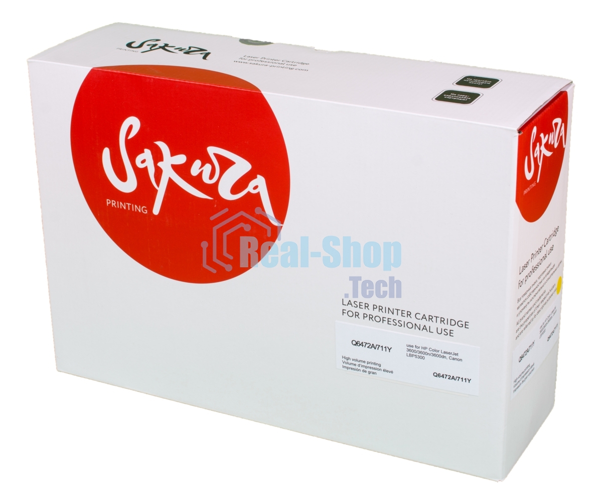 Картридж лазерный Sakura Q6472A для HPColor LaserJet 3600/3600n/3600dn, Canon LBP5300 желтый, 4000 к.