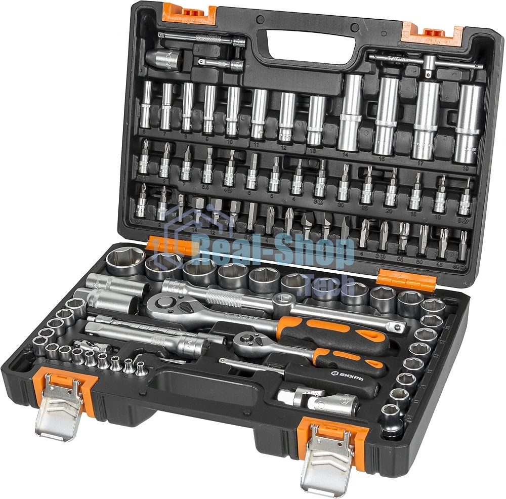 Набор инструментов 1/2дюйм; 1/4дюйм CrV пластик. кейс (94 предм.) Вихрь 73/6/7/5