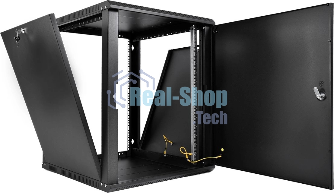 Шкаф телекоммуникационный настенный разборный ЦМО ЭКОНОМ 18U (600 350) дверь металл, черный