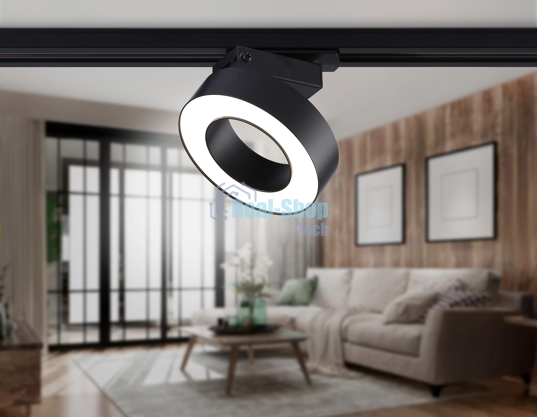 Трековый однофазный светодиодный светильник Ambrella light GL6868 BK черный LED 15W 4200K D115*80