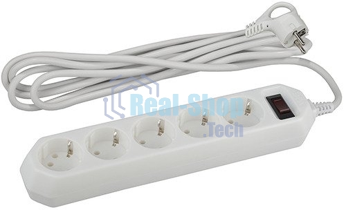 Сетевой фильтр ЭРА USF-5es-1.5m-W, 1.5 м, белый