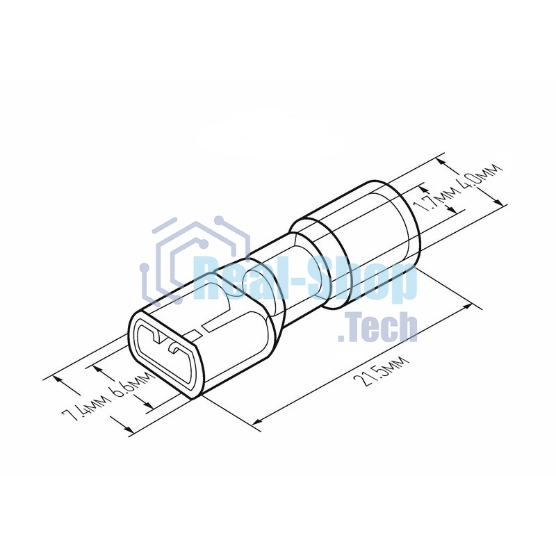 Клемма плоская Rexant полностью изолированная термоусаживаемая гнездо 6.6 мм 0.5-1.5 мм² (РПи-м-т 1.5-(6.3) красный