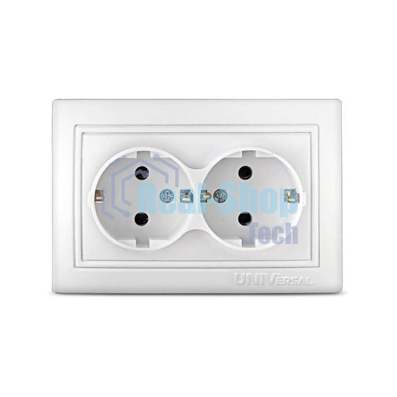 Розетка 2-м СП Севиль 16А с заземл. бел. UNIVersal С0128