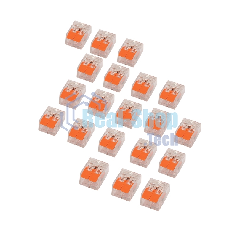 Клемма соединительная рычажковая компактная Rexant 2-проводная, прозрачная, 0.14-4 мм² (20 шт./уп.)