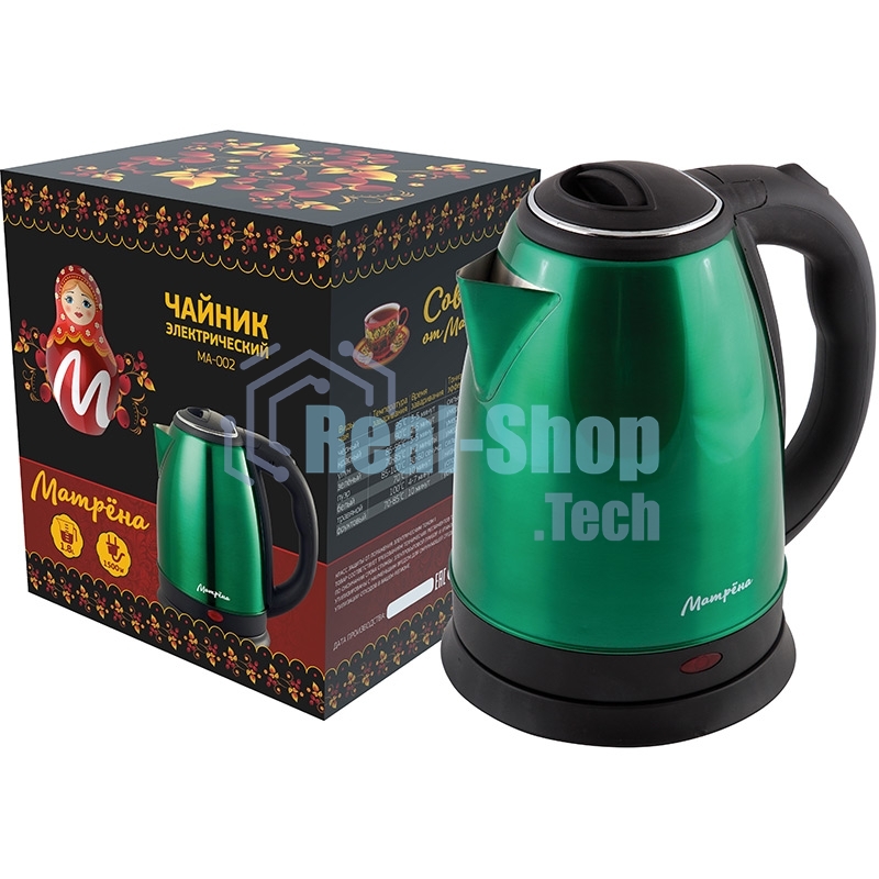 Чайник Матрена MA-002 электрический (1,8 л) стальной зеленый
