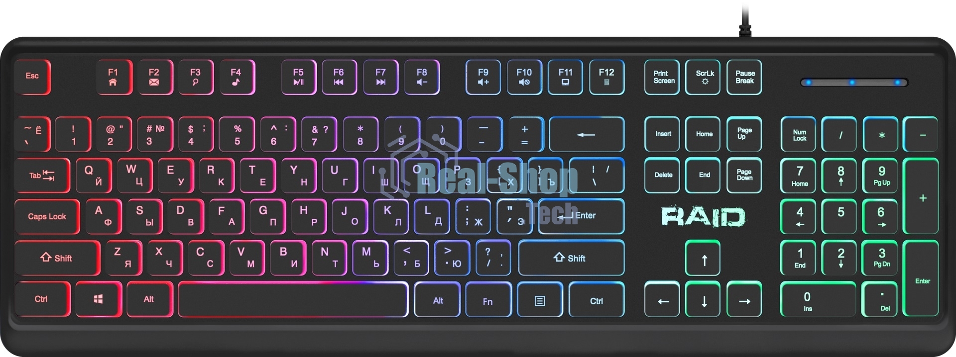 Клавиатура проводная Defender Raid GK-778DL, USB, черный