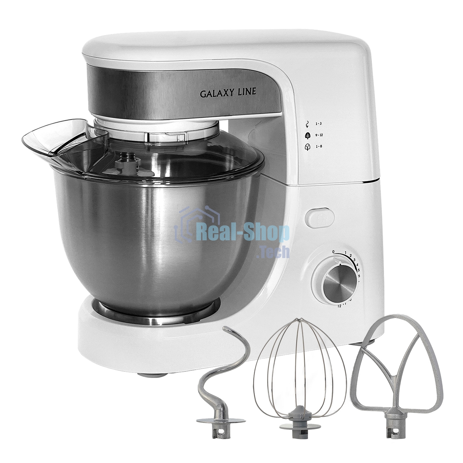 Миксер Galaxy Line GL 2231, белый, планетарный, 700 Вт, 12 скоростей