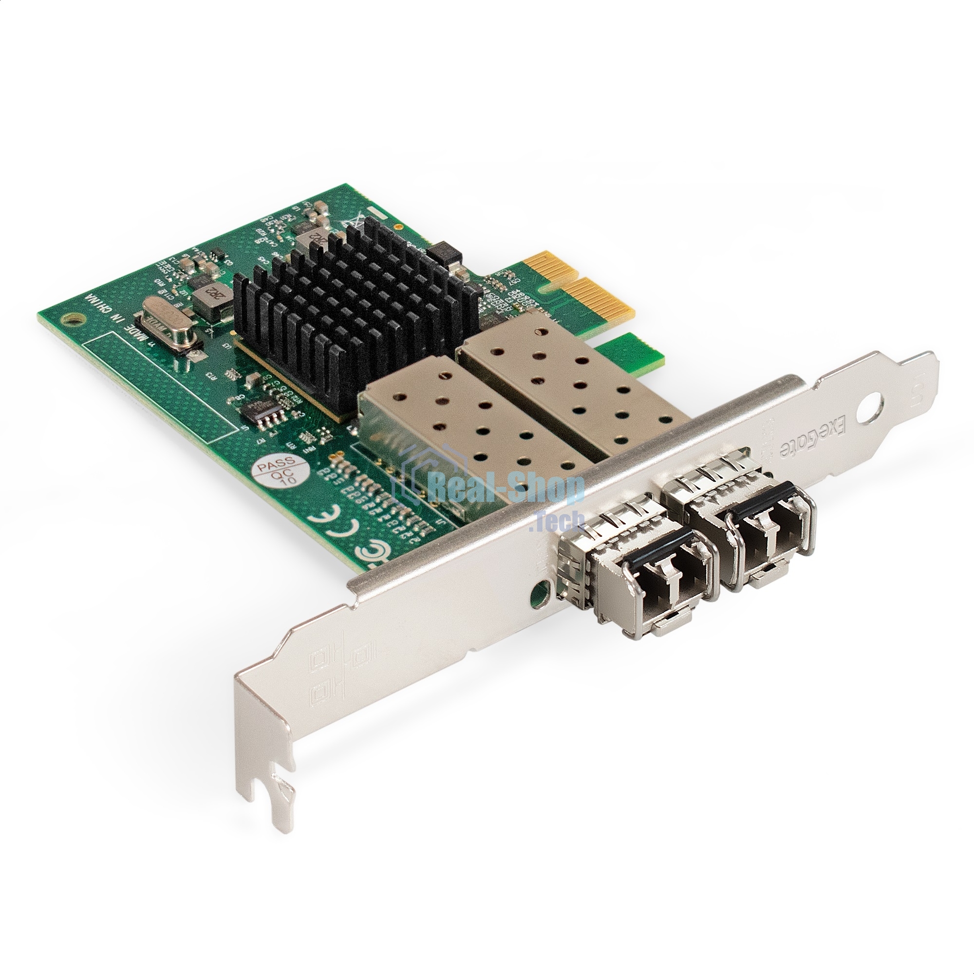 Комплект: Сетевой адаптер SFP ExeGate EXE-82576-F2 + 2xТрансивер Multi-Mode до 550м ExeGate EXT-1G-MM850-LC2-550M (EX296229RUS: PCI-E x1 v2.0, порты 2x SFP (10/100/1000Mb/s), Gigabit Server NIC Intel Chipset 82576-F2 + 2xEX298329RUS: Tx:850/Rx:850 нм, до 550 м, разъем Duplex LC)