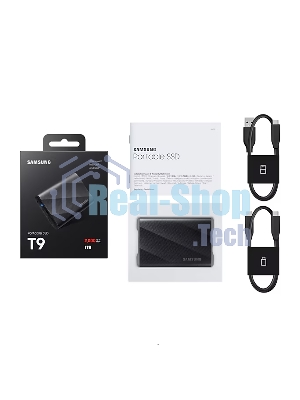 Внешний SSD Samsung T9, 1TB, USB 3.2 Gen 2x2 Type-C, R/W 2000/1950, черный