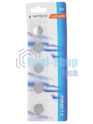 Батарейки литиевые Gembird Gb-CR1632-5B, тип CR1632, 5шт, блистер