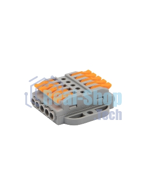 Клемма соединительная Rexant многоразовая проходная 5 полюсов, серая (0,08-4 мм²), с монтажной площадкой (20 шт./уп.)