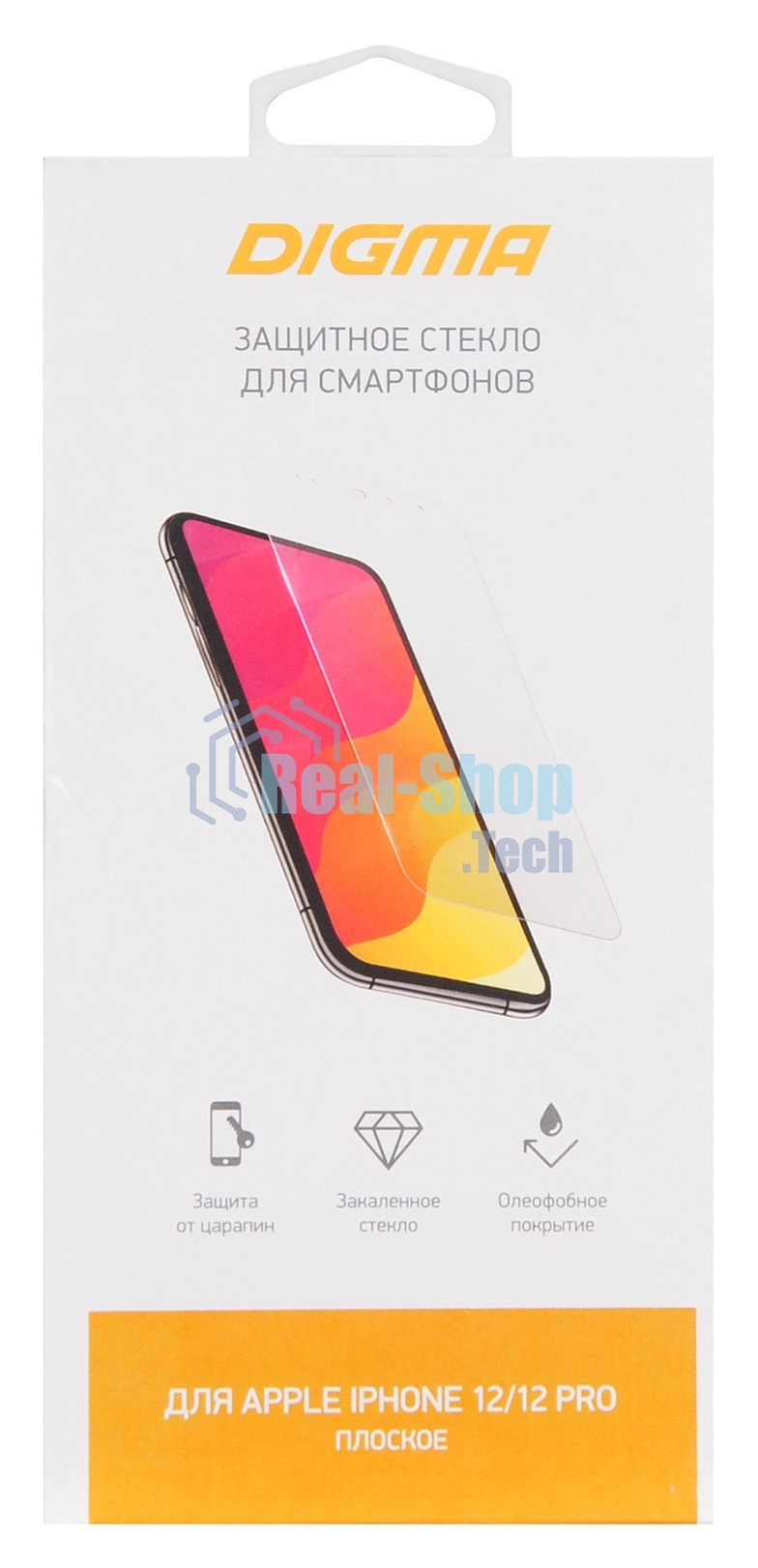 Защитное стекло для экрана Digma для Apple iPhone 12/12 Pro прозрачный