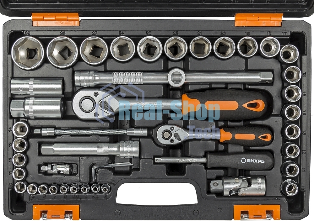 Набор инструментов 1/2дюйм; 1/4дюйм CrV пластик. кейс (94 предм.) Вихрь 73/6/7/5