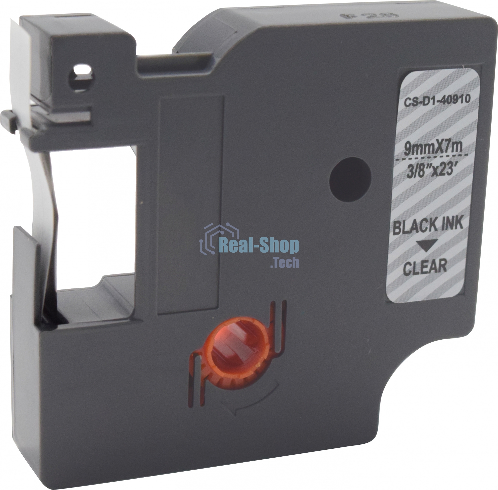 Картридж ленточный Cactus CS-D1-40910 9мм, черный шрифт, прозрачный фон, 7м для DYMO LM 160, 210D, 280, PnP, 420P, 500 TS; Rhino Pro 6000, 5200, 4200