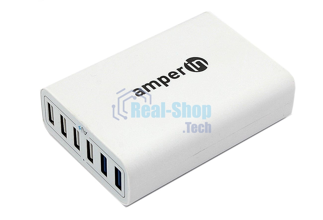 Блок питания (сетевой адаптер) Amperin Quick Charge 6-port QC 3.0 USB (YDS-TC060-4-2-0), белый