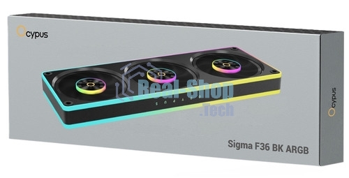 Вентилятор для корпуса Ocypus Sigma F36 BK ARGB, 3x120x120x25mm, 4-PIN PWM, 500-2200 RPM, 36 DBA MAX, FLUID DYNAMIC BEARING