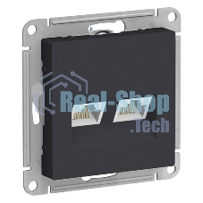 Розетка компьютерная двойная RJ45+RJ45, кат.6А, механизм SE AtlasDesign Карбон