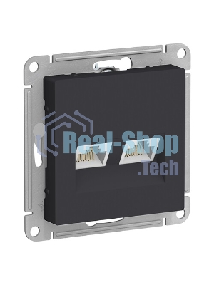Розетка компьютерная двойная RJ45+RJ45, кат.6А, механизм SE AtlasDesign Карбон