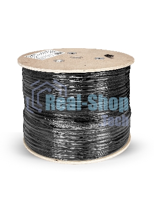Кабель ExeGate Special UTP4-C5e-CU-S24-SW-OUT-PE-BK-305-FLUKE UTP 4 пары кат.5e медь, 0.48мм (24AWG), FLUKE® test pass, внешн., с тросом, 305м, черн., PE