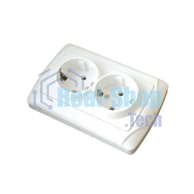 Розетка 2-м СП Маргарита 16А с заземл. бел. UNIVersal М0128