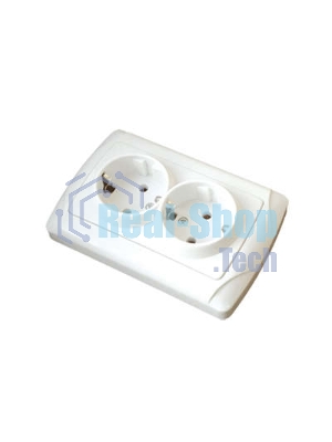 Розетка 2-м СП Маргарита 16А с заземл. бел. UNIVersal М0128