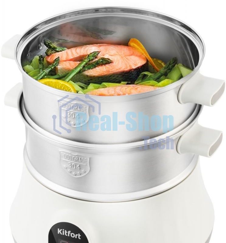 Пароварка электрическая Kitfort КТ-2035 600 Вт. Количество уровней: 5. Таймер приготовления: до 60 минут.