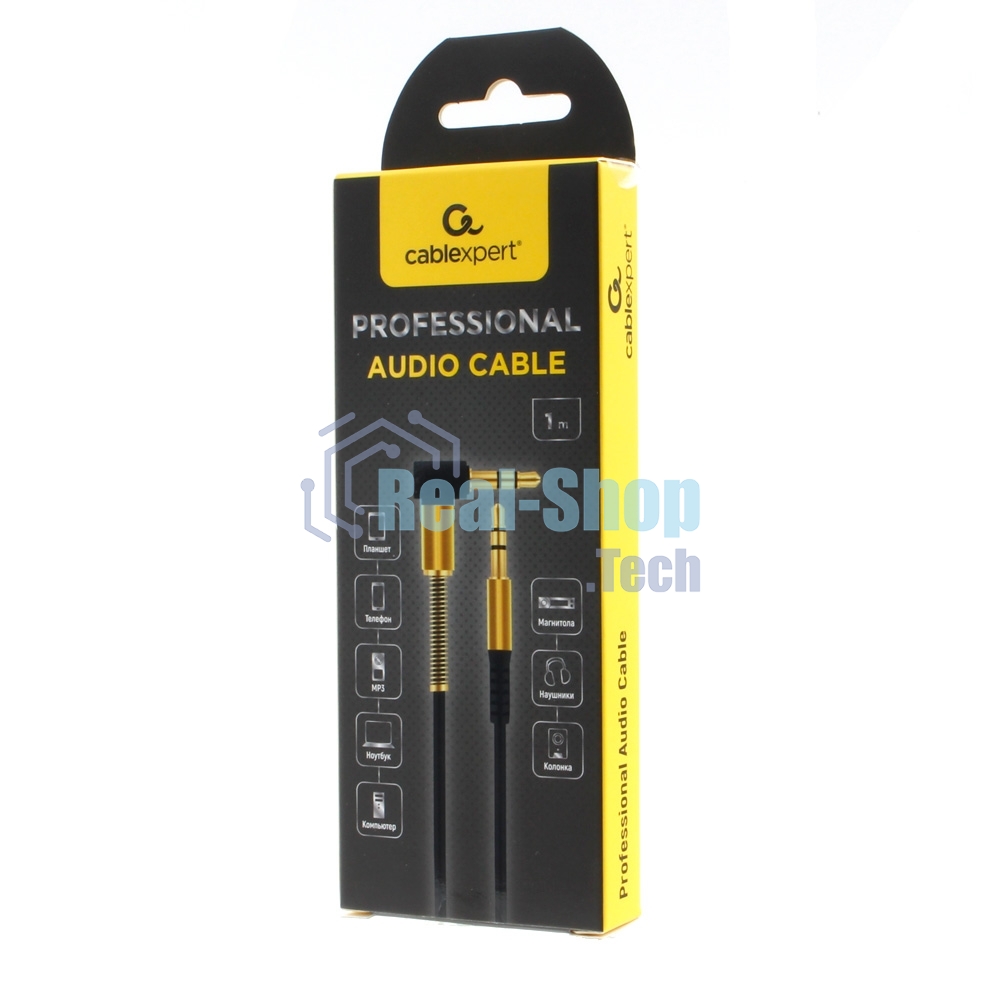 Кабель Cablexpert аудио 90˚ CCAB-02-35MML-1MB. 3.5 Jack (M)/3.5 Jack (M), черный, 1м, блистер