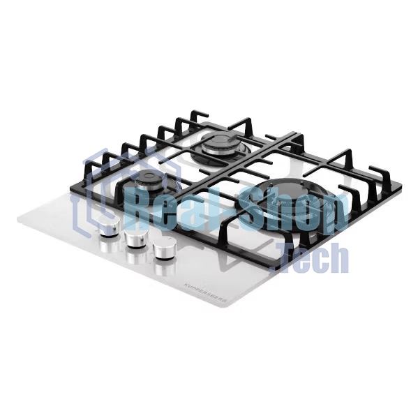 Варочная поверхность Kuppersberg FG 46 W газ, High-Tech, 45 см, автоматический электроподжиг, газ-контроль, форсунки под сжиженый газ, SABAF конфорки, чугунные решетки, цвет белый, цвет фурнитуры белый