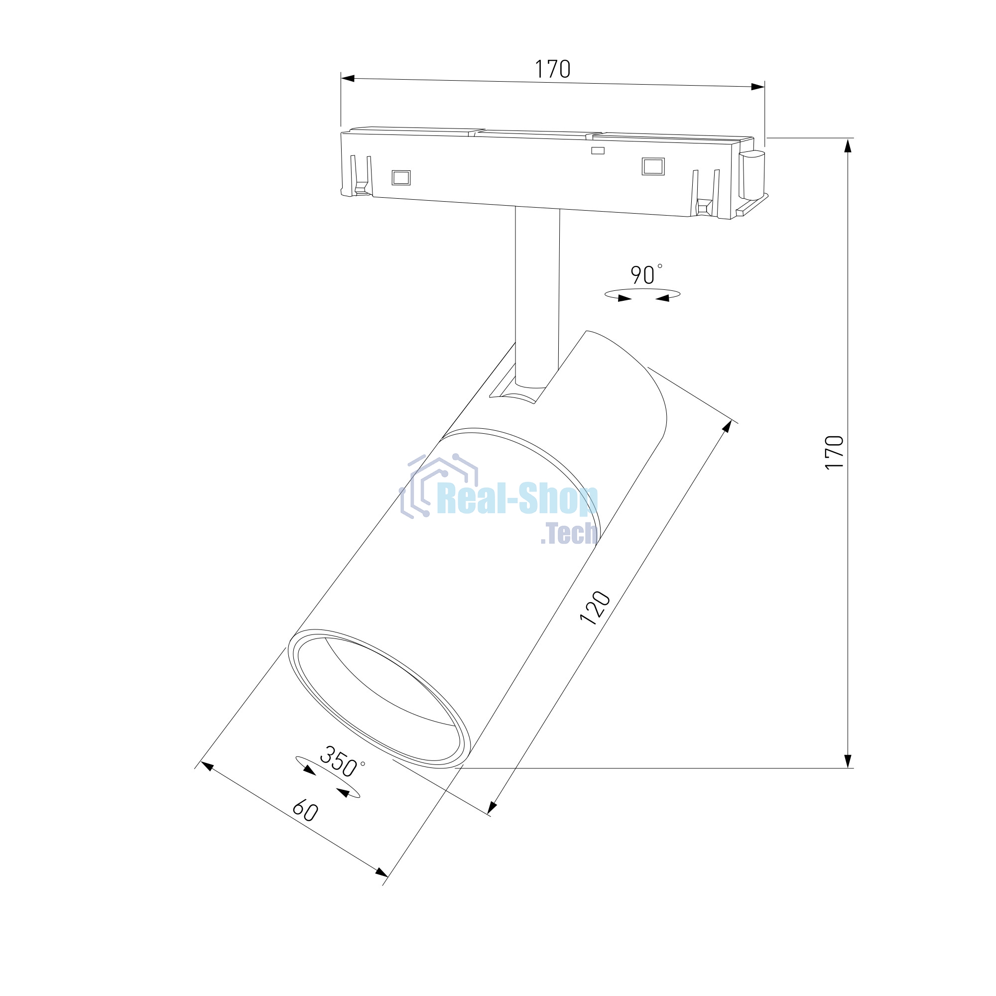 Трековый светильник Slim Magnetic R02 12W 4200K (черный) 85012/01