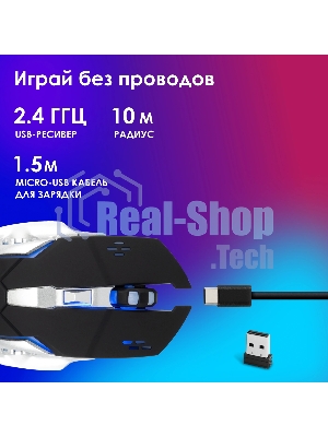 Мышь беспроводная Oklick 770GW черный, 3600 dpi, радиоканал, USB, кнопки - 6