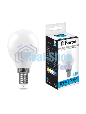 Лампа светодиодная Feron LB-95 7W 230V E14 6400K G45