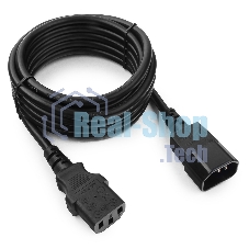 Кабель питания сист.блок-монитор Cablexpert PC-189-1-3M, 3м, C13-C14, 3x1кв.мм., черный, с заземлением