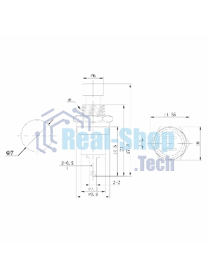 Выключатель-кнопка металл Rexant 220V 2А (2с) (ON)-OFF Ø7.2 красный Micro