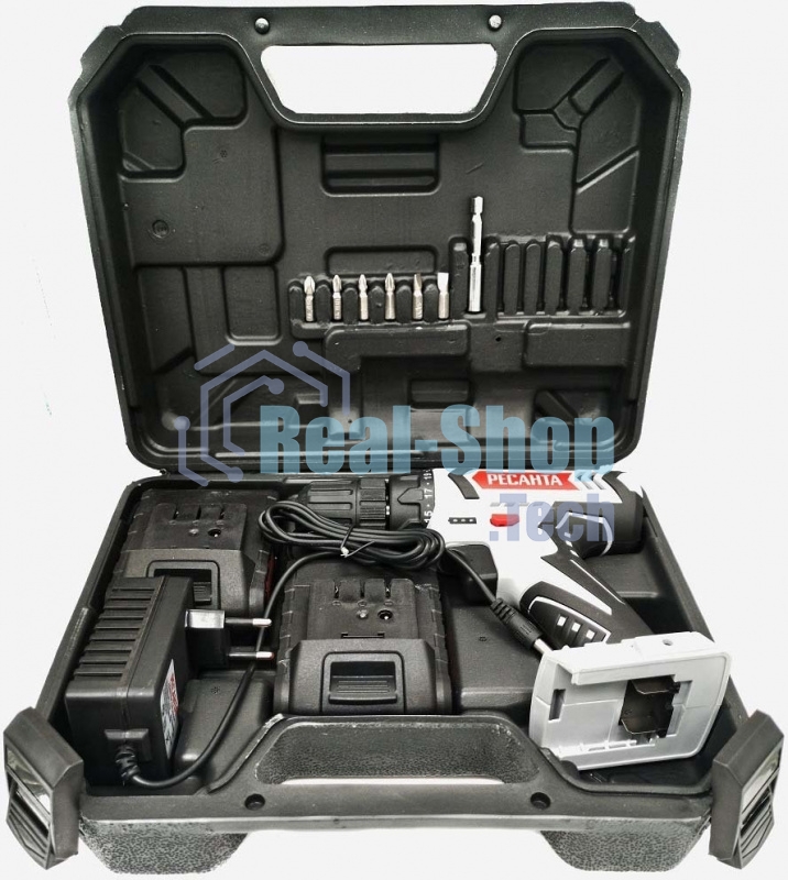 Дрель-шуруповерт аккумуляторная Ресанта ДА-14-2ЛК 75/14/4, Аккумуляторная, 14,4В, 2 АКБ, Кейс