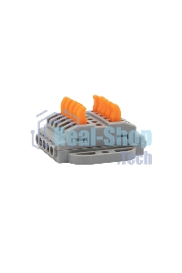 Клемма соединительная Rexant многоразовая проходная 5 полюсов, серая (0,08-4 мм²), с монтажной площадкой (20 шт./уп.)