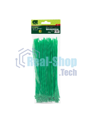Хомуты Сибртех 200 х 3,6 мм, пластиковые, зеленые, 100 шт.
