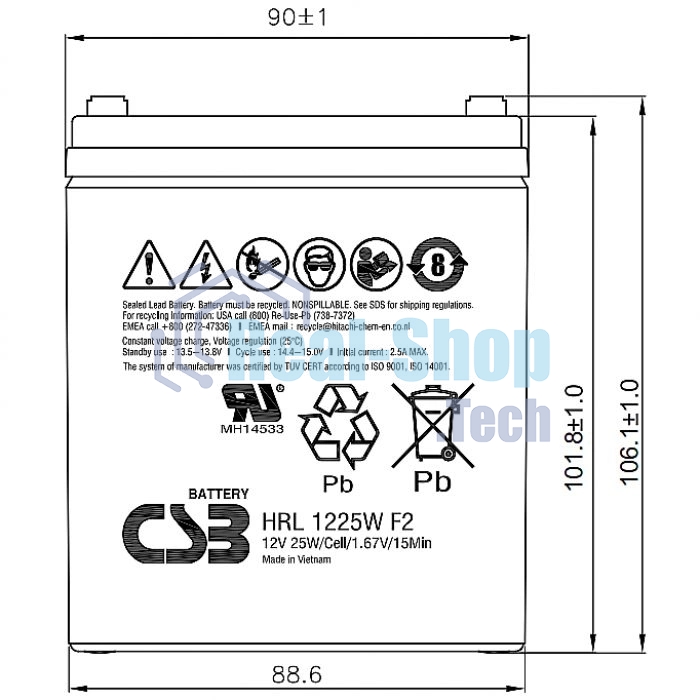 Батарея для ИБП CSB HRL 1225W (12V 6Ah) F2