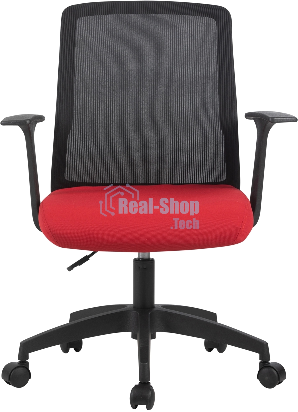 Кресло компьютерное Cactus CS-MC222-BKRD черный, сиденье темно-красный, сетка/ткань, низк.спин. крестов. пластик, пластик черный