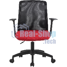 Кресло компьютерное Cactus CS-MC222-BKRD черный, сиденье темно-красный, сетка/ткань, низк.спин. крестов. пластик, пластик черный