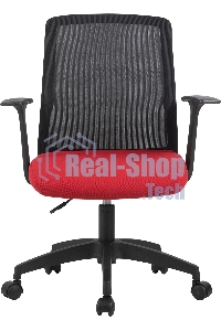 Кресло компьютерное Cactus CS-MC222-BKRD черный, сиденье темно-красный, сетка/ткань, низк.спин. крестов. пластик, пластик черный