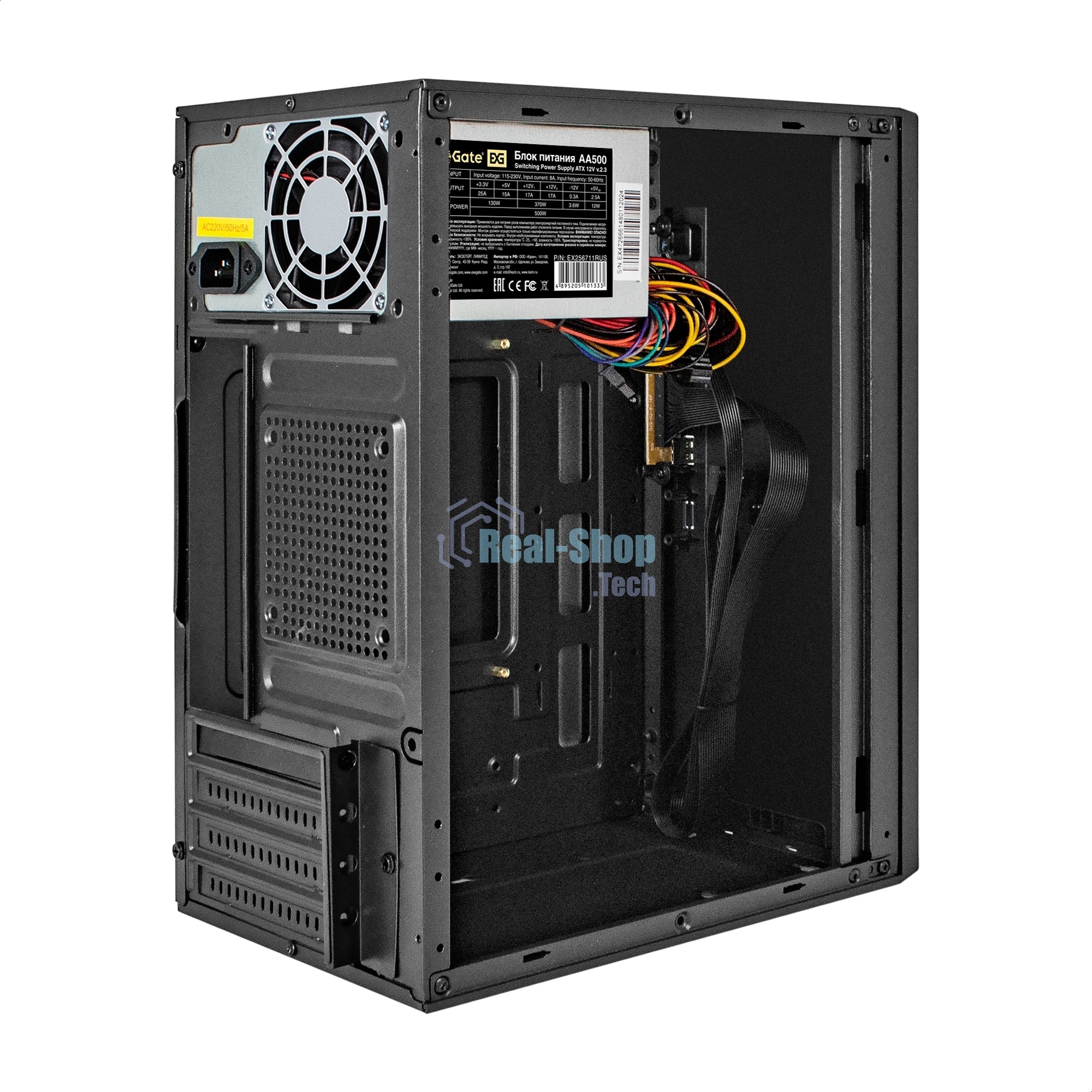 Компьютерный корпус Minitower ExeGate BAA-303-AA500 (mATX, БП AA500 с вент. 8см, 2хUSB, HD Audio, черный)