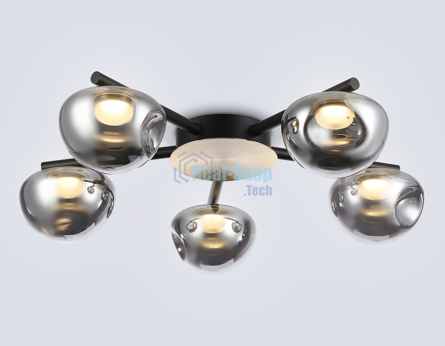 Светильник Ambrella light LH12009/5 BK/GD/SM черный/золото/дымчатый 30W 3000K D790*180