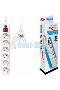 Сетевой фильтр BURO Сетевой фильтр, 6 розеток, 3 метра, (600SH-3-W), белый 992266