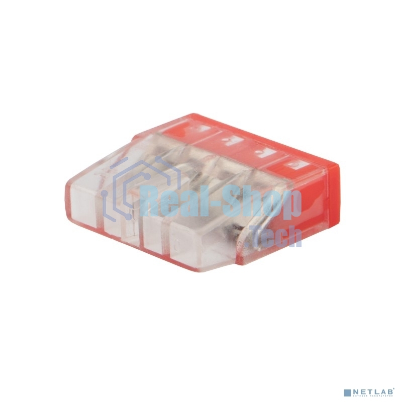 Экспресс-клемма с пастой Rexant СМК 2273-244, 4-проводная 0.5-2.5 мм², прозрачная, блистер (20 шт./уп.)