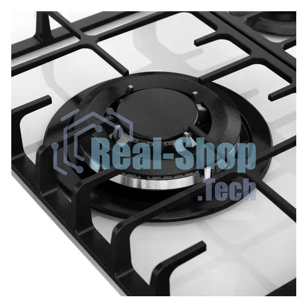 Варочная поверхность Kuppersberg FG 46 W газ, High-Tech, 45 см, автоматический электроподжиг, газ-контроль, форсунки под сжиженый газ, SABAF конфорки, чугунные решетки, цвет белый, цвет фурнитуры белый